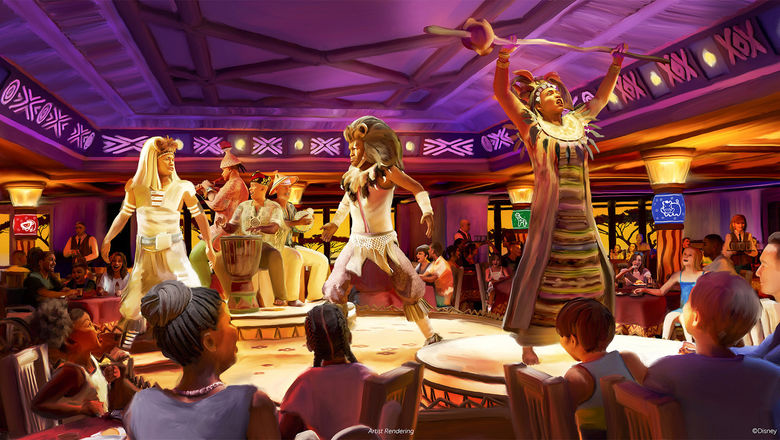 The Disney Destiny, due out in late 2025, will include a restaurant with entertainment themed to "The Lion King," seen here in a rendering.