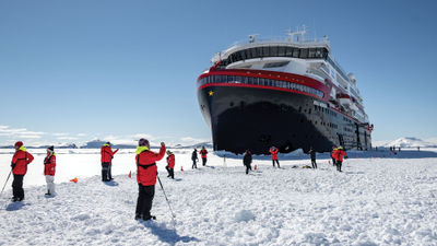 HX Expeditions' Roald Amundsen in Antarctica. Expedition cruise lines say they are increasingly altering Antarctica itineraries midsailing due to weather conditions.