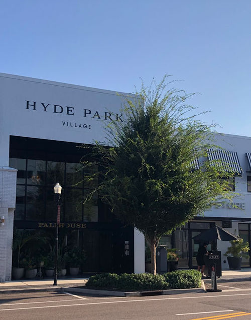 The street entrance of the hotel in the Hyde Park Village section of Tampa.