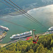 The Juneau waterfront and cruise ship dock from Mount Roberts' Goldbelt Tram.