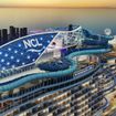 A rendering of the Norwegian Luna with its Slidecoaster stretching around the top deck.