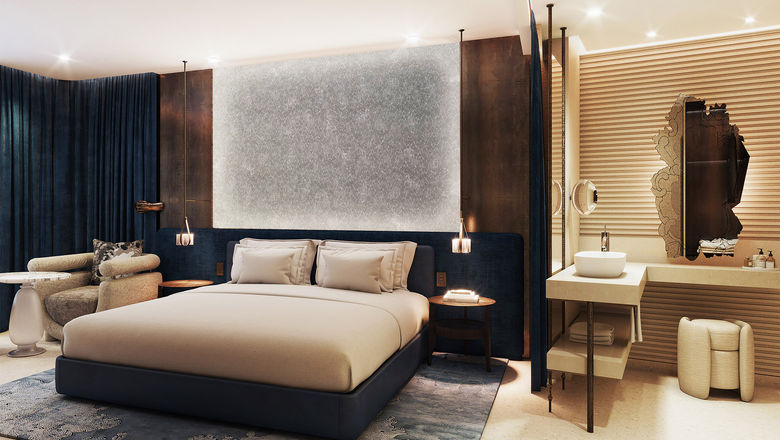 Most guestrooms at the SLS Barcelona will have views of the marina and sea.
