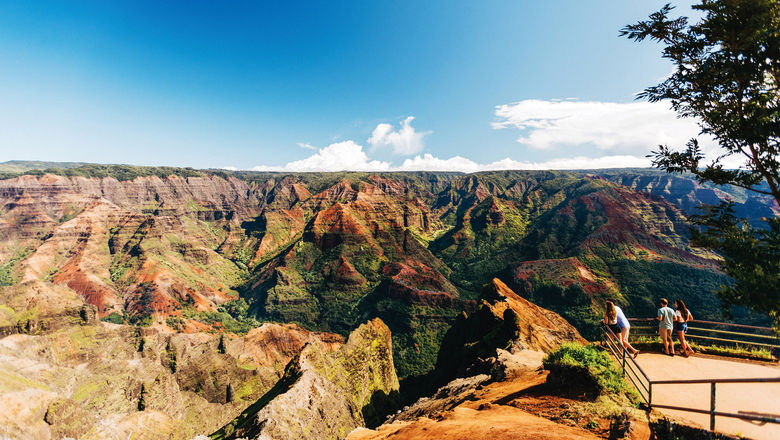 People enjoy the breathtaking view from Waimea Canyon Lookout. The lookout will be closed on weekdays from 7 a.m. to 3:30 p.m. for safety improvements.