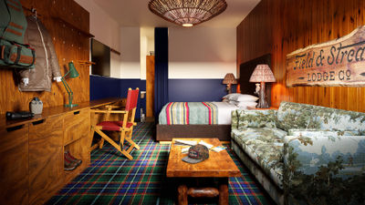 A guestroom rendering at Field & Stream Lodge Co.’s hotel in Bozeman, Montana.