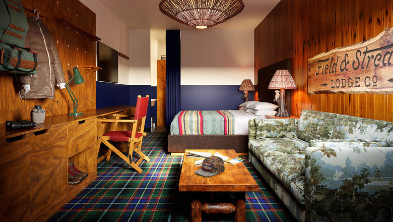 A guestroom rendering at Field & Stream Lodge Co.’s hotel in Bozeman, Montana.
