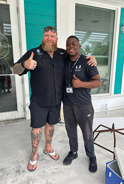 Conservation biologist Owen O'Shea, left, who leads the MSC Foundation Marine Conservation Center, and graduate student Kyle Moss. Conservation biologist Owen O'Shea, left, who leads the MSC Foundation Marine Conservation Center, and graduate student Kyle Moss.