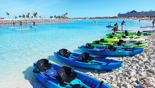 Excursions and activities at Ocean Cay include kayaks and stand-up paddleboard tours or rentals for personal adventures. Excursions and activities at Ocean Cay include kayaks and stand-up paddleboard tours or rentals for personal adventures.