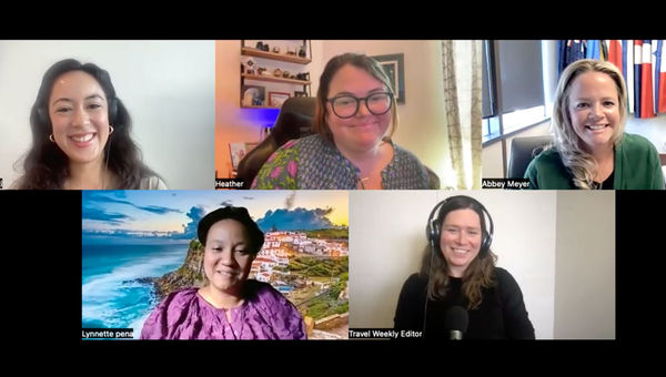 In a Folo podcast epsiode about all-inclusives in Europe, clockwise from top left Travel Weekly's Christina Jelski; Heather Huber, an advisor with Vincent Vacations; Abbey Meyer, cofounder of Sky High Travel Advisors; host Rebecca Tobin; and Lynnette Pena, an independent advisor with CS Elements Travel. In a Folo podcast epsiode about all-inclusives in Europe, clockwise from top left Travel Weekly's Christina Jelski; Heather Huber, an advisor with Vincent Vacations; Abbey Meyer, cofounder of Sky High Travel Advisors; host Rebecca Tobin; and Lynnette Pena, an independent advisor with CS Elements Travel.