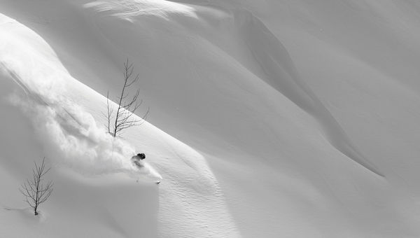 Charlie Cohn, a founder of tour operator SnowLocal, navigates untouched powder at the Mount Racey ski area in Yubari on the Japanese island of Hokkaido.