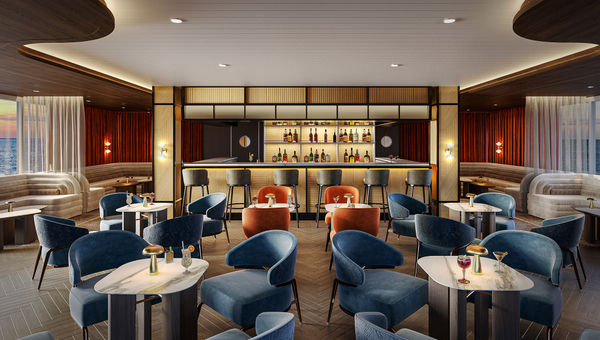 The Compass Rose restaurant will feature "modern décor with pops of blue and orange." The Compass Rose restaurant will feature "modern décor with pops of blue and orange."