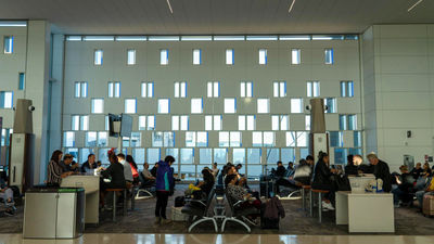 A seating area in the new West Pier in Terminal D at Houston Bush Intercontinental Airport.
