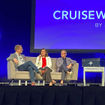 Panelists on the Conversation with Cruise Leadership panel, from left: Chris Prelog of Windstar Cruises, Dondra Ritzenthaler of Azamara Cruises, Chris Austin of Explora Journeys, Steve Smotrys of HX and Ken Muskat of Scenic Group USA.