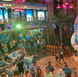 The atrium on Margaritaville at Sea's second ship, the Islander. Note the chandeliers of margarita glasses and the signature flip flop.