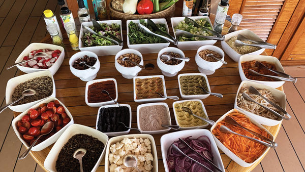 The salad bar at the ship's Topside restaurant. The salad bar at the ship's Topside restaurant.
