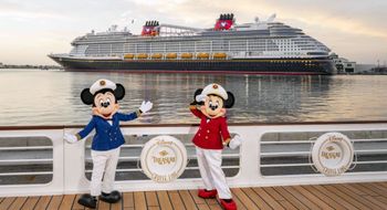 The Disney Treasure cruise ship in Port Canaveral, Fla.