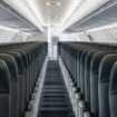 The cabin on an Airbus A321neo jet flown by Frontier Airlines.