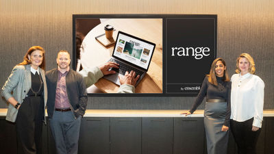 Ensemble leadership at the launch of RangeTravel.com. From left, Beth Butzlaff, Michael Johnson, Shahla Lalani and Kristina Boyce.