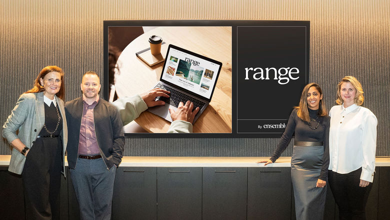 Ensemble leadership at the launch of RangeTravel.com. From left, Beth Butzlaff, Michael Johnson, Shahla Lalani and Kristina Boyce.