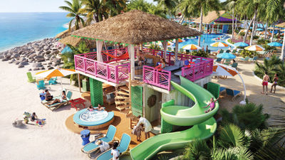 The two-story Ultimate Family Cabana will have a slide, a whirlpool, a private bathroom and a frozen drink machine.