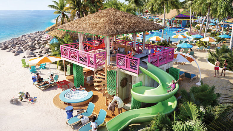 The two-story Ultimate Family Cabana will have a slide, a whirlpool, a private bathroom and a frozen drink machine.