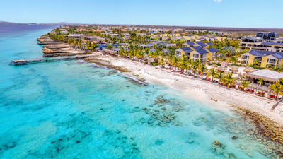 An aerial view of the Delfins Beach Resort Bonaire, Tapestry Collection by Hilton.
