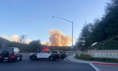 Smoke from the Palisades fire as seen from the Tarzana neighborhood on Jan. 9.