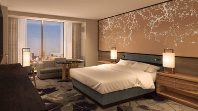 A guestroom at the Nobu Hotel Caesars New Orleans.