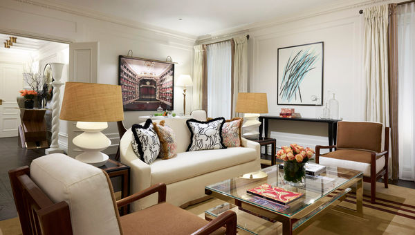 A living room area in a suite at The Carlton Milan. A living room area in a suite at The Carlton Milan.