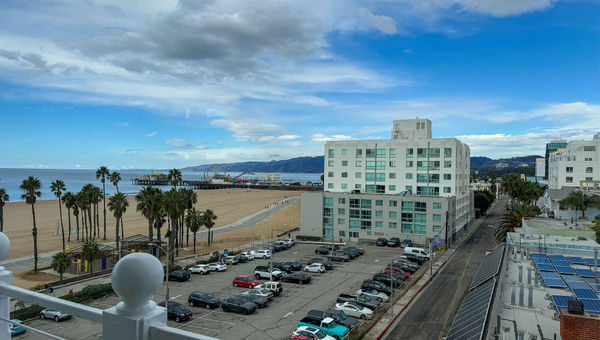 A view of the Santa Monica Pier from the Shutters on the Beach hotel. A view of the Santa Monica Pier from the Shutters on the Beach hotel.