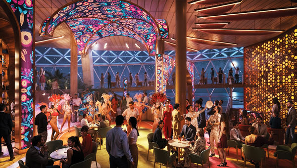 The Celebrity Xcel’s Bazaar is a three-story space that will blend onboard and in-port experiences.