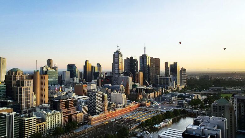 The city skyline of Melbourne, Australia.