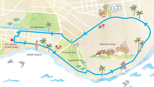 The XploreRide's route takes visitors around Waikiki and Diamond Head. The XploreRide's route takes visitors around Waikiki and Diamond Head.