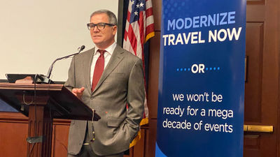 U.S. Travel Association CEO Geoff Freeman speaking at a meeting at the U.S. Capitol last February.