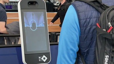 Clear says its new EnVe pods, seen here, have sped up processing by a factor of five compared to its previous generation of identify-verification machines.