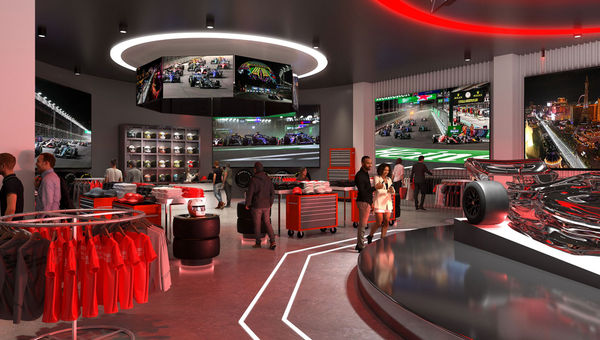 Rendering of Formula 1's new retail space in Las Vegas that's part of the new Grand Prix Plaza. Rendering of Formula 1's new retail space in Las Vegas that's part of the new Grand Prix Plaza.