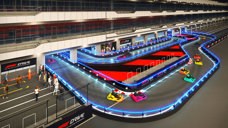 A rendering of the 20-car F1 Drive, which includes realistic engine sounds and live team radio updates from a virtual race engineer.