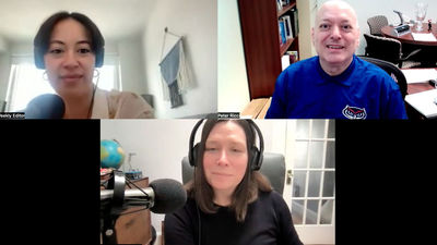 Clockwise from top left: Hotels editor Christina Jelski, Peter Ricci, a professor at Florida Atlantic University, and host Rebecca Tobin talk about the "Trump bump" and immigration policies.