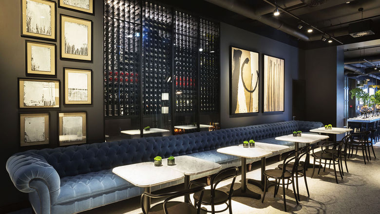 Contemporary art adorns the walls throughout the hotel, including in the Brasserie Adriatic restaurant.