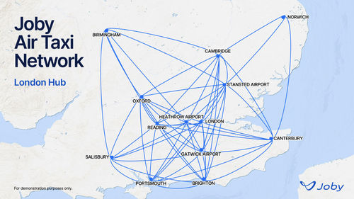 Virgin Atlantic envisions an extensive air taxi route network in England. Virgin Atlantic envisions an extensive air taxi route network in England.