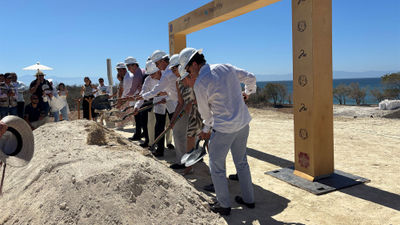 Officials of Punta Mita, Montage, Pendry and the state of Nayarit break ground at the groundbreaking ceremony for the Montage and Pendry hotels.