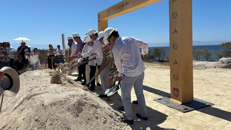 Officials of Punta Mita, Montage, Pendry and the state of Nayarit break ground at the groundbreaking ceremony for the Montage and Pendry hotels.