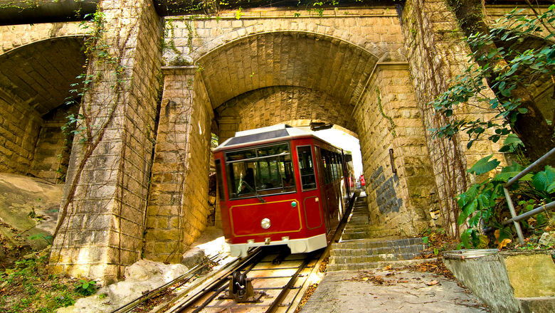 The Peak Tram funicular railway.