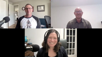 Clockwise from top left: Travel Weekly aviation editor Robert Silk, Hospitio founder Brad Beakley and Folo by Travel Weekly host Rebecca Tobin.