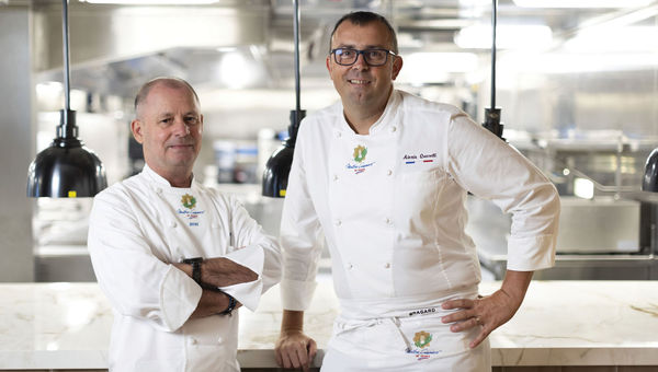 Chefs Eric Barale (left) and Alexis Quaretti, Oceania's executive culinary directors and master chefs of France. Chefs Eric Barale (left) and Alexis Quaretti, Oceania's executive culinary directors and master chefs of France.