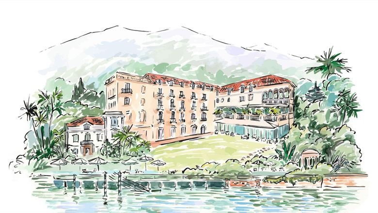 Rendering of the Raffles Lake Como, which will be the brand's first in Italy and fifth in Europe.