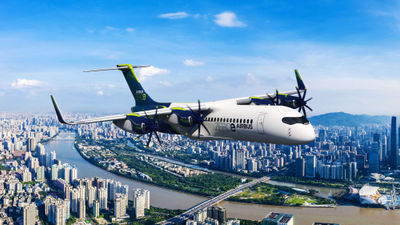 Airbus' concept for a hydrogen-powered narrowbody aircraft feature for electric prop engines driven by a fuel cell system that converts hydrogen and oxygen into electrical energy.
