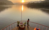 Mekong Kingdoms' Boheme made its debut in December 2024. Pictured here, the view from the 26-passenger Boheme at sunset.
