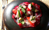 Cured fish and beetroot salad on the Boheme.