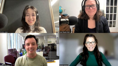 On the Folo by Travel Weekly podcast to talk about Canadian travel in the wake of tariff talk and President Trump's "51st state" comments were, clockwise from top left: Christina Jelski and Rebecca Tobin of Travel Weekly; Natasha Lair-McKenty, the managing editor of TravelPulse Canada; and McKenzie McMillan, a travel advisor at Vancouver-based The Travel Group.