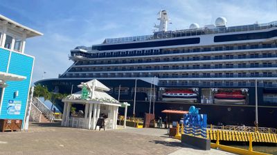 The Explora I docked in Roatan's port.